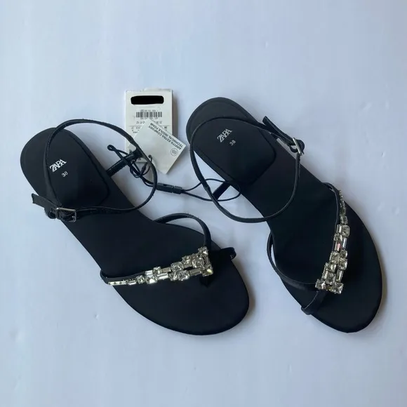 ZARA EMBELLISHED FLAT SANDALS