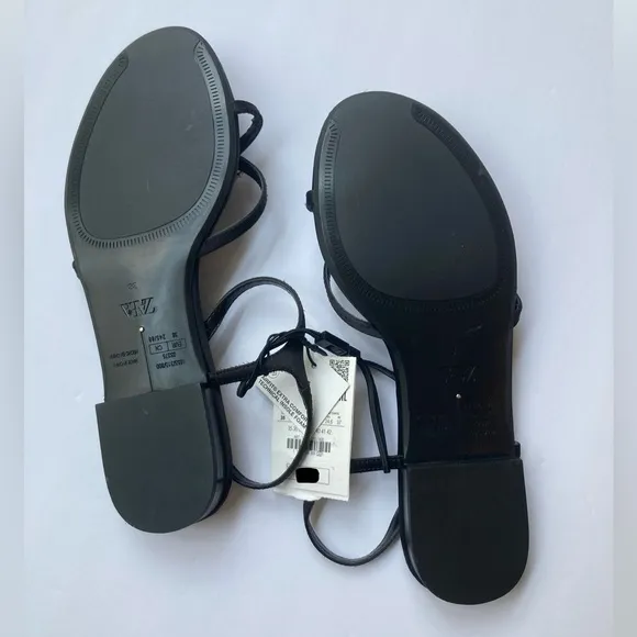 ZARA EMBELLISHED FLAT SANDALS
