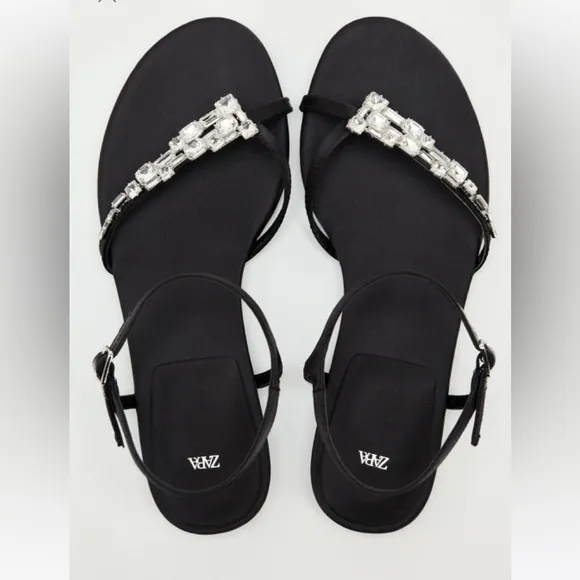 ZARA EMBELLISHED FLAT SANDALS