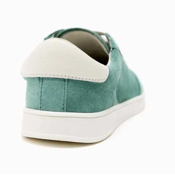 Zara Leather Athletic Lace-up Sneakers Shoes comfort SoleTurquoise Blue NWT