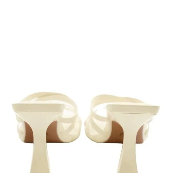 ZARA LEATHER STRAPPY HIGH-HEEL SANDALS ECRU WHITE SIZE 6.5 | 2303/010