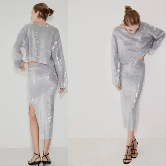 Zara Sequin Midi Skirt 7901/863