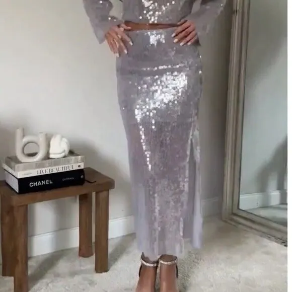 Zara Sequin Midi Skirt 7901/863