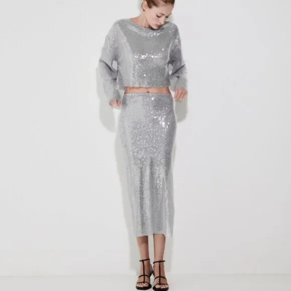 Zara Sequin Midi Skirt 7901/863