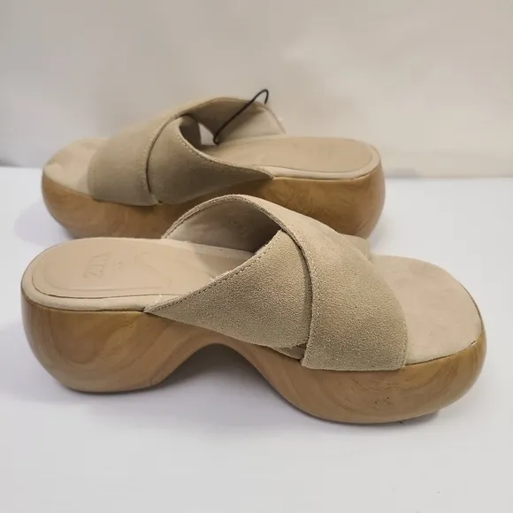 ZARA SPLIT SUEDE SANDALS SAND BROWN SIZE 5 | 3602/110