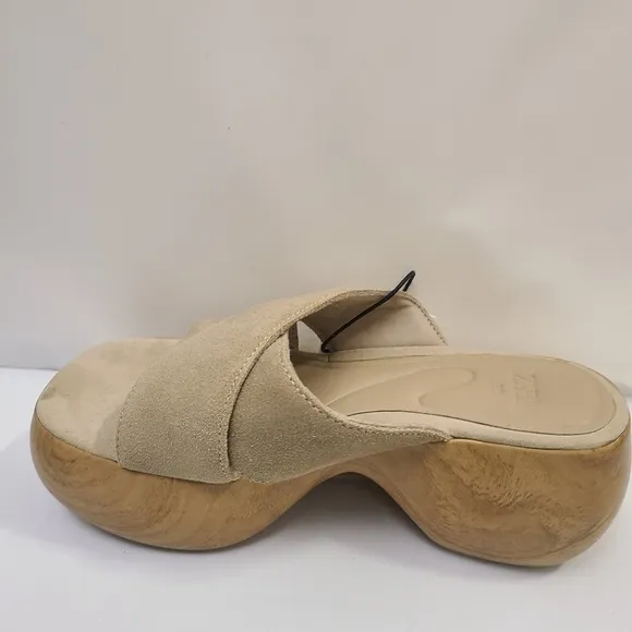 ZARA SPLIT SUEDE SANDALS SAND BROWN SIZE 5 | 3602/110