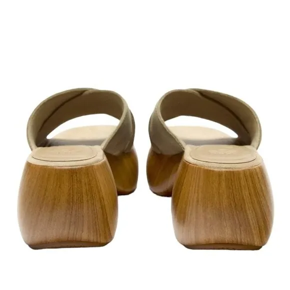ZARA SPLIT SUEDE SANDALS SAND BROWN SIZE 5 | 3602/110