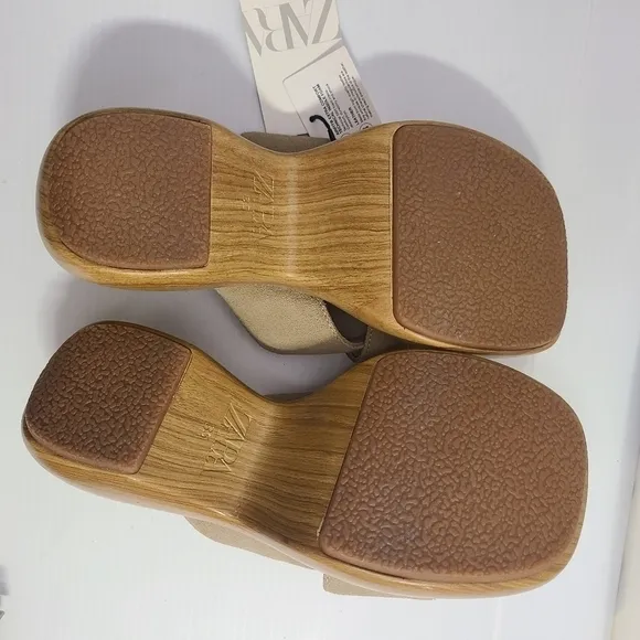 ZARA SPLIT SUEDE SANDALS SAND BROWN SIZE 5 | 3602/110