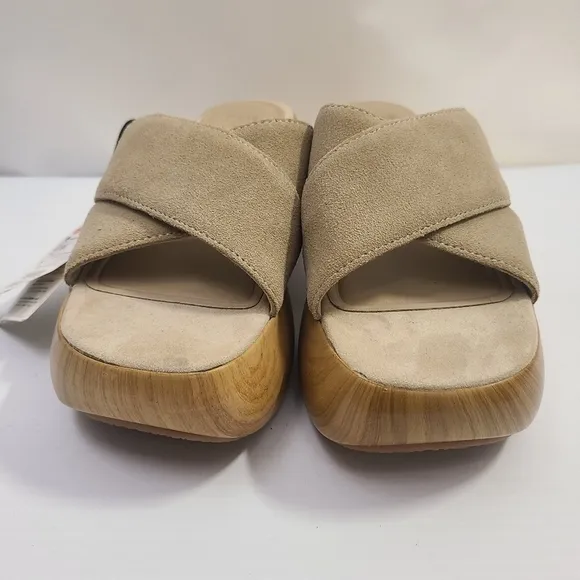 ZARA SPLIT SUEDE SANDALS SAND BROWN SIZE 5 | 3602/110