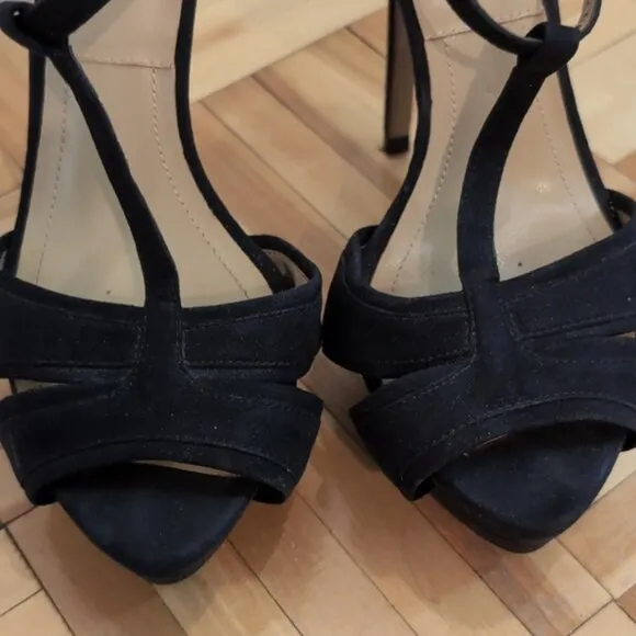 Zara suede platform 5&quot; heel T strap sandals size 38