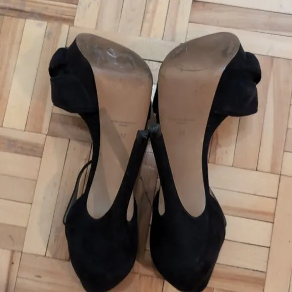 Zara suede platform 5&quot; heel T strap sandals size 38