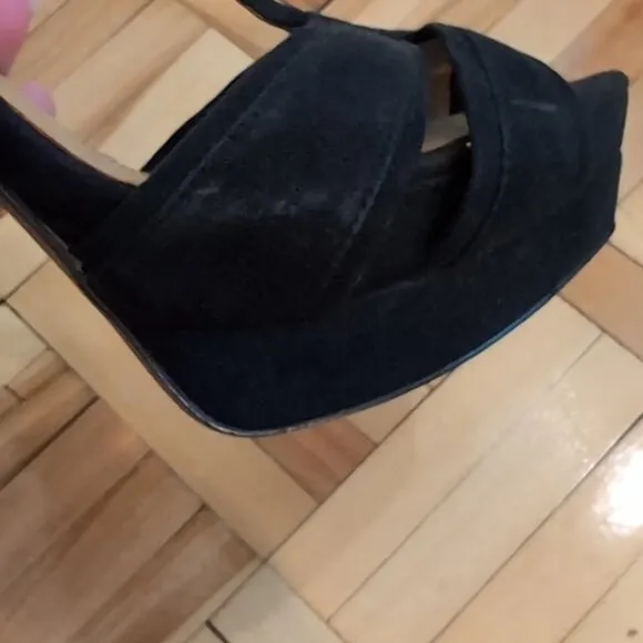 Zara suede platform 5&quot; heel T strap sandals size 38