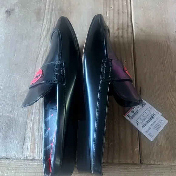 Zara woman’s Black and Red  mule Loafers shoes