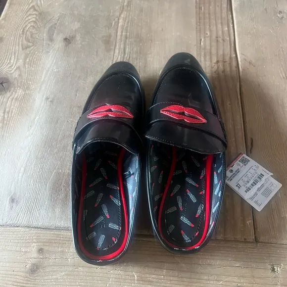 Zara woman’s Black and Red  mule Loafers shoes