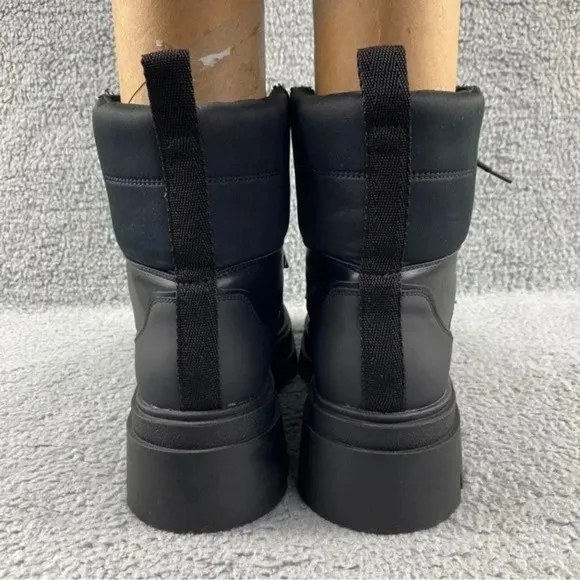 ZARA CHUNKY‎ Ankle Womens 9 Boots Black Combat Shoes Lace Up Platform Wedge