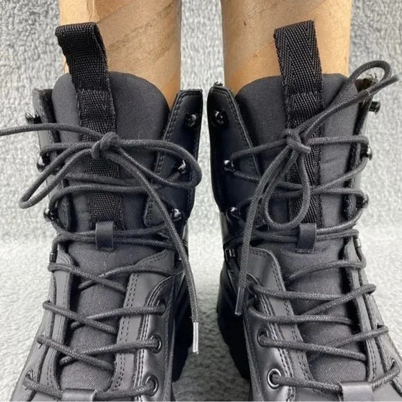 ZARA CHUNKY‎ Ankle Womens 9 Boots Black Combat Shoes Lace Up Platform Wedge